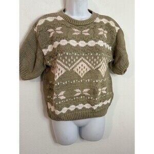 Vintage The Import Workshop Sweater Chunky Knit Grannycore Short Sleeve Brown M